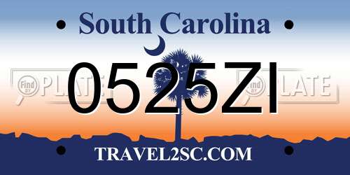 0525ZI South Carolina License Plate