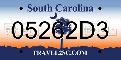 05262D3 South Carolina License Plate