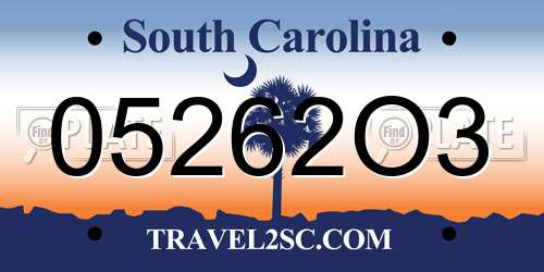 05262O3 South Carolina License Plate