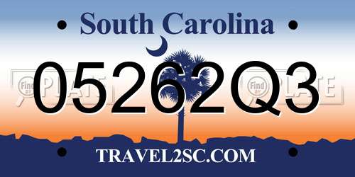 05262Q3 South Carolina License Plate