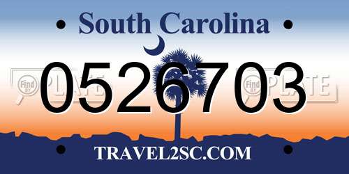 0526703 South Carolina License Plate