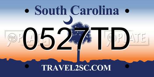 0527TD South Carolina License Plate