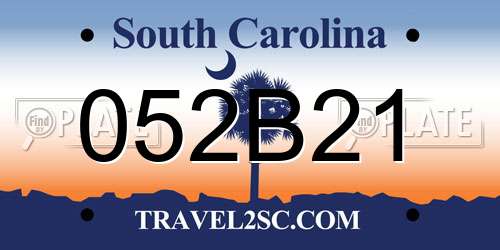 052B21 South Carolina License Plate