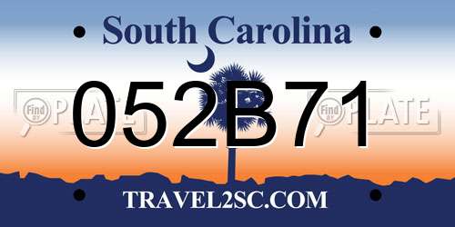 052B71 South Carolina License Plate