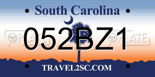 052BZ1 South Carolina License Plate