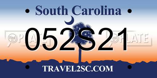 052S21 South Carolina License Plate