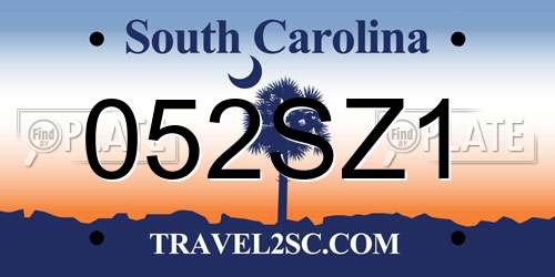 052SZ1 South Carolina License Plate
