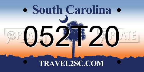 052T20 South Carolina License Plate