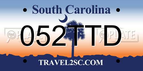 052TTD South Carolina License Plate