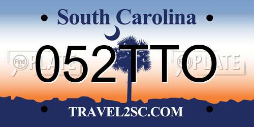052TTO South Carolina License Plate