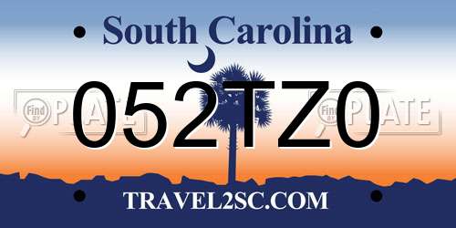052TZ0 South Carolina License Plate
