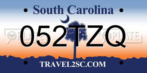 052TZQ South Carolina License Plate