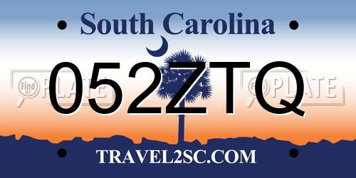 052ZTQ South Carolina License Plate