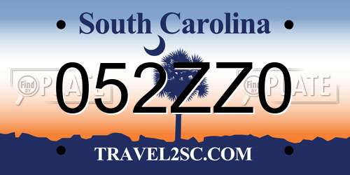 052ZZ0 South Carolina License Plate