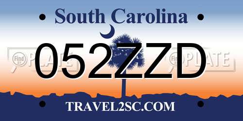 052ZZD South Carolina License Plate