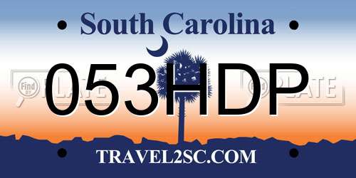 053HDP South Carolina License Plate
