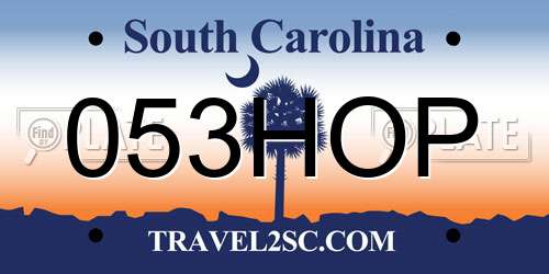 053HOP South Carolina License Plate