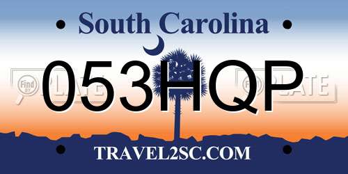 053HQP South Carolina License Plate