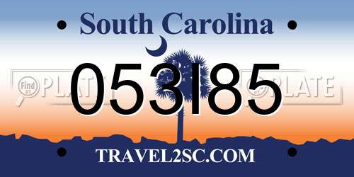 053I85 South Carolina License Plate