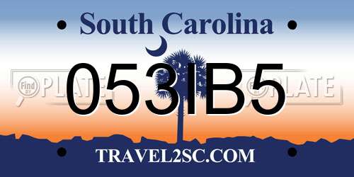 053IB5 South Carolina License Plate