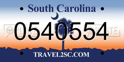 0540554 South Carolina License Plate