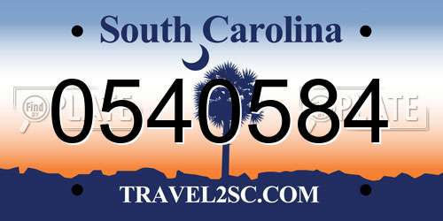 0540584 South Carolina License Plate