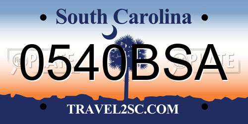 0540BSA South Carolina License Plate