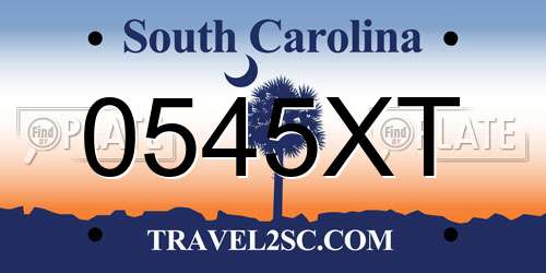 0545XT South Carolina License Plate