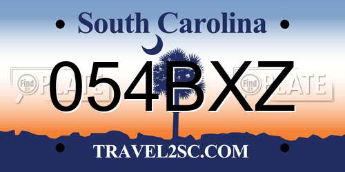 054BXZ South Carolina License Plate