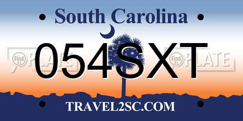 054SXT South Carolina License Plate