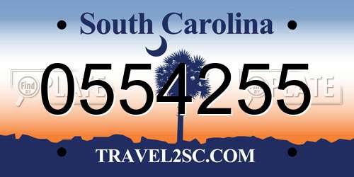 0554255 South Carolina License Plate