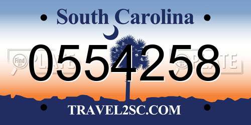 0554258 South Carolina License Plate