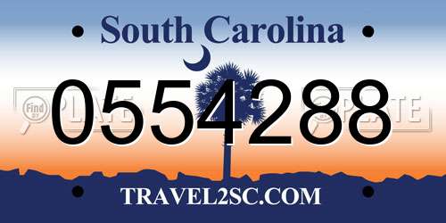 0554288 South Carolina License Plate
