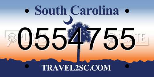 0554755 South Carolina License Plate