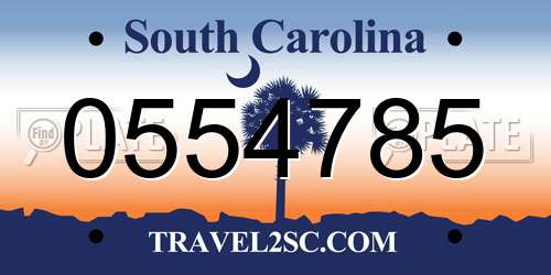 0554785 South Carolina License Plate