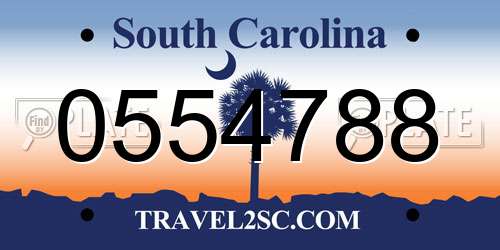0554788 South Carolina License Plate