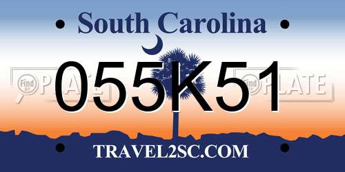 055K51 South Carolina License Plate