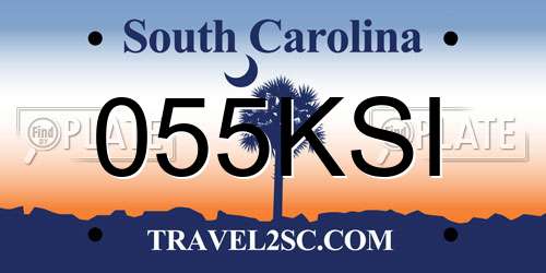 055KSI South Carolina License Plate