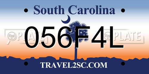 056F4L South Carolina License Plate