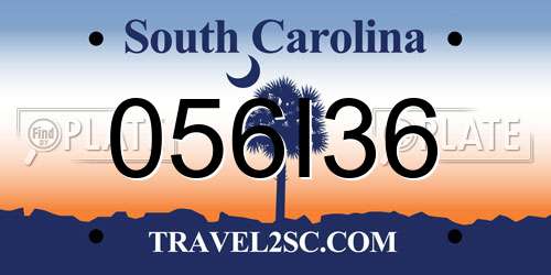056I36 South Carolina License Plate
