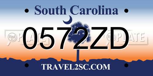 0572ZD South Carolina License Plate