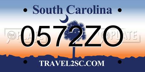 0572ZO South Carolina License Plate