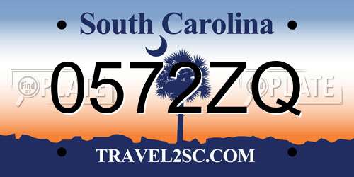 0572ZQ South Carolina License Plate