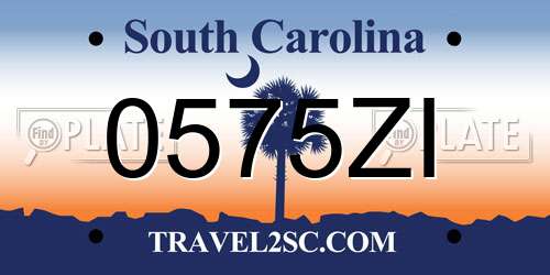 0575ZI South Carolina License Plate