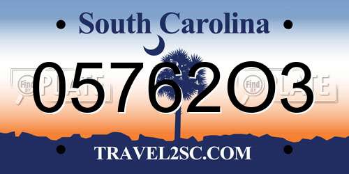 05762O3 South Carolina License Plate