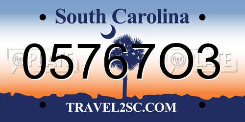 05767O3 South Carolina License Plate