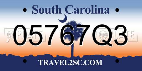 05767Q3 South Carolina License Plate