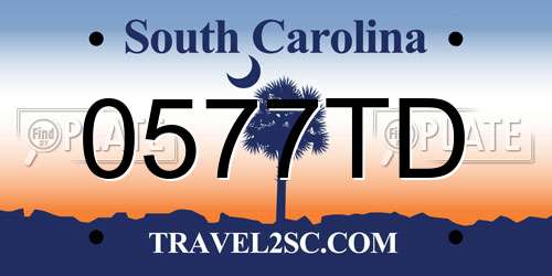 0577TD South Carolina License Plate