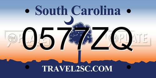 0577ZQ South Carolina License Plate