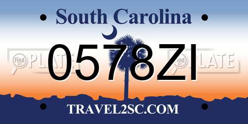 0578ZI South Carolina License Plate
